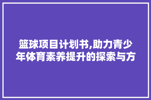 篮球项目计划书,助力青少年体育素养提升的探索与方法