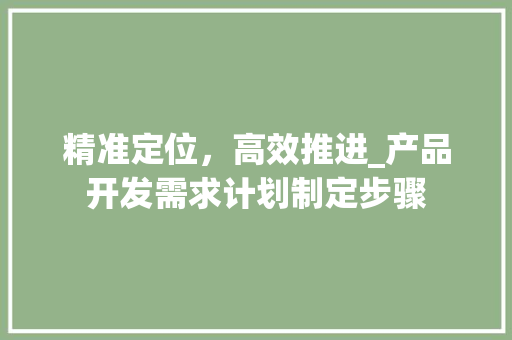 精准定位，高效推进_产品开发需求计划制定步骤
