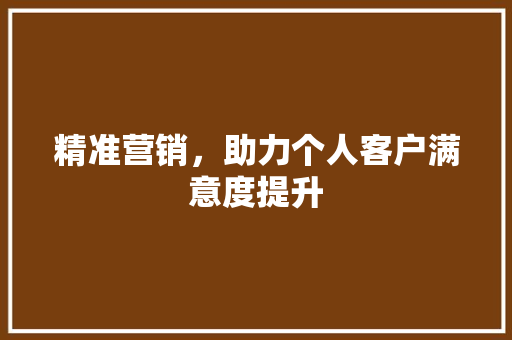 精准营销，助力个人客户满意度提升