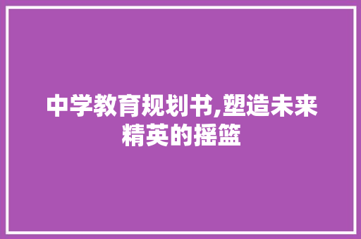 中学教育规划书,塑造未来精英的摇篮