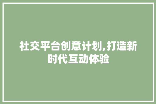 社交平台创意计划,打造新时代互动体验 英语单词