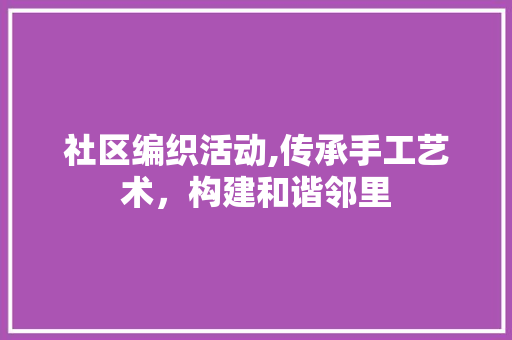 社区编织活动,传承手工艺术，构建和谐邻里