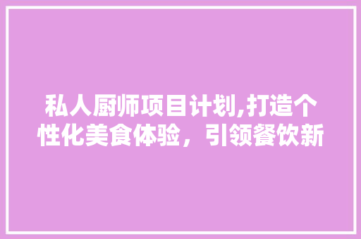 私人厨师项目计划,打造个性化美食体验，引领餐饮新潮流