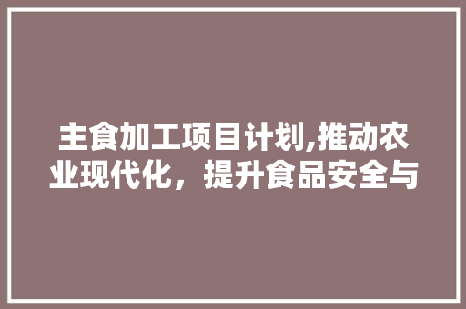 主食加工项目计划,推动农业现代化，提升食品安全与营养健康水平