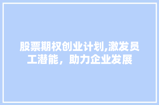 股票期权创业计划,激发员工潜能，助力企业发展