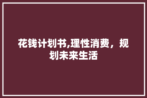 花钱计划书,理性消费，规划未来生活