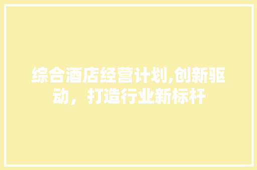 综合酒店经营计划,创新驱动，打造行业新标杆