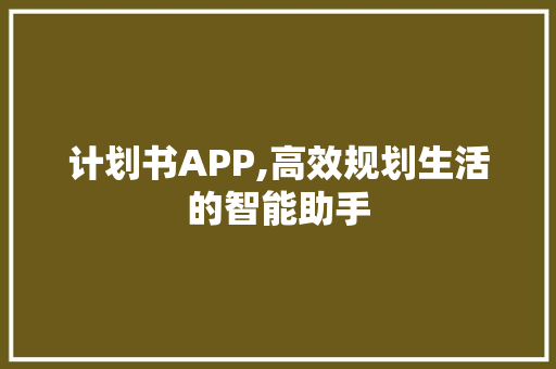计划书APP,高效规划生活的智能助手