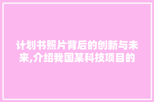 计划书照片背后的创新与未来,介绍我国某科技项目的宏伟蓝图