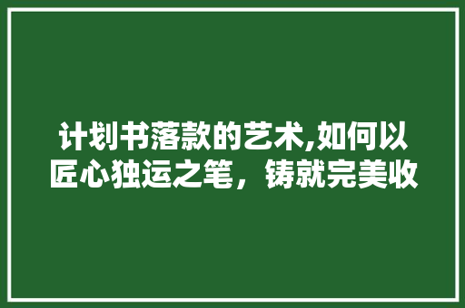 计划书落款的艺术,如何以匠心独运之笔，铸就完美收尾 英语单词