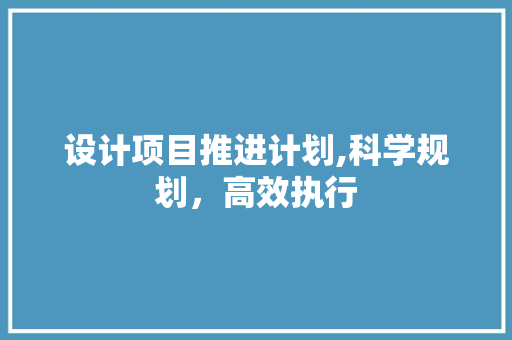 设计项目推进计划,科学规划，高效执行