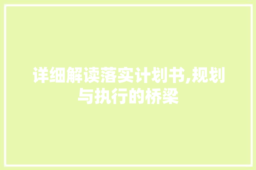 详细解读落实计划书,规划与执行的桥梁 反义词汇