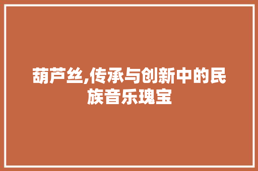 葫芦丝,传承与创新中的民族音乐瑰宝