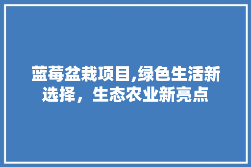 蓝莓盆栽项目,绿色生活新选择，生态农业新亮点