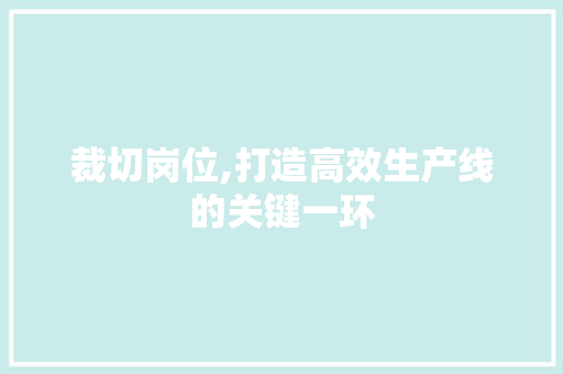 裁切岗位,打造高效生产线的关键一环