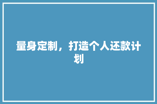 量身定制，打造个人还款计划