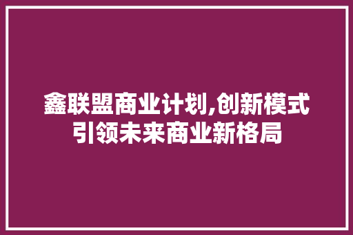 鑫联盟商业计划,创新模式引领未来商业新格局