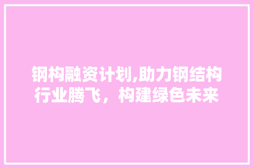 钢构融资计划,助力钢结构行业腾飞，构建绿色未来