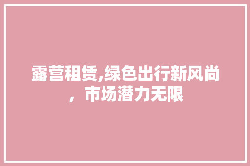 露营租赁,绿色出行新风尚，市场潜力无限