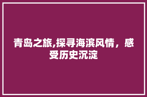 青岛之旅,探寻海滨风情，感受历史沉淀