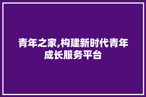 青年之家,构建新时代青年成长服务平台