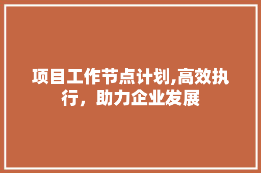 项目工作节点计划,高效执行，助力企业发展