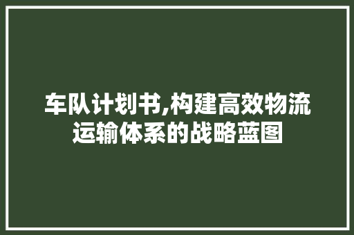 车队计划书,构建高效物流运输体系的战略蓝图