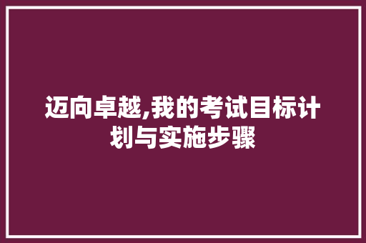 迈向卓越,我的考试目标计划与实施步骤
