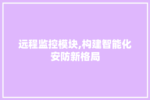 远程监控模块,构建智能化安防新格局