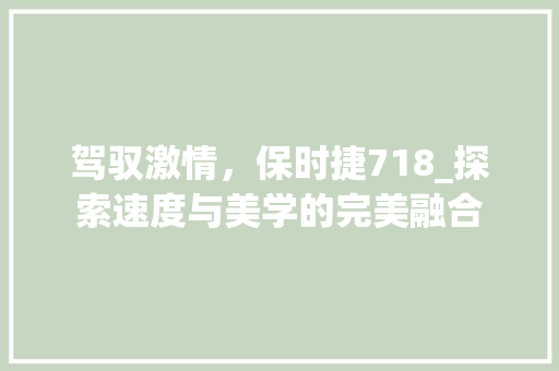 驾驭激情，保时捷718_探索速度与美学的完美融合