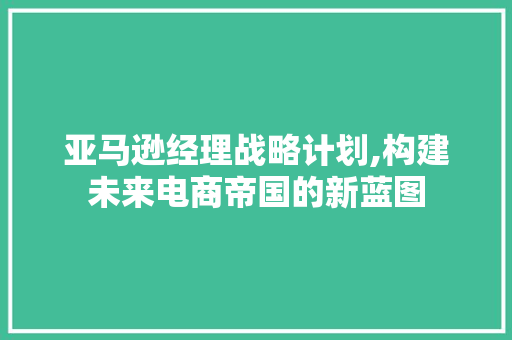 亚马逊经理战略计划,构建未来电商帝国的新蓝图