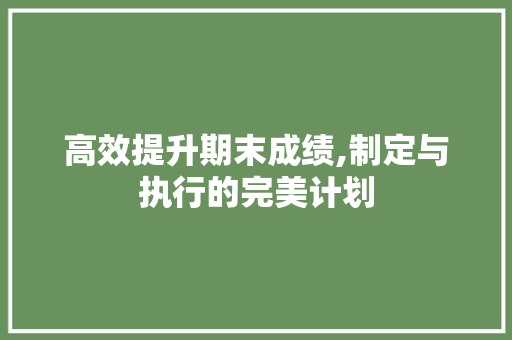 高效提升期末成绩,制定与执行的完美计划