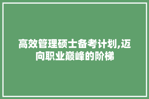 高效管理硕士备考计划,迈向职业巅峰的阶梯