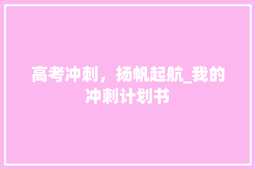 高考冲刺，扬帆起航_我的冲刺计划书
