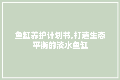 鱼缸养护计划书,打造生态平衡的淡水鱼缸