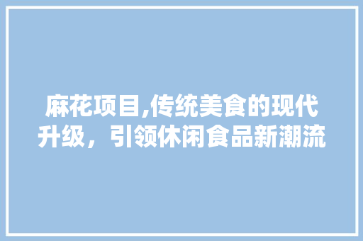 麻花项目,传统美食的现代升级，引领休闲食品新潮流