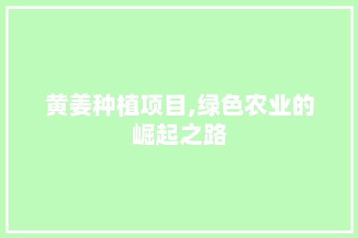 黄姜种植项目,绿色农业的崛起之路