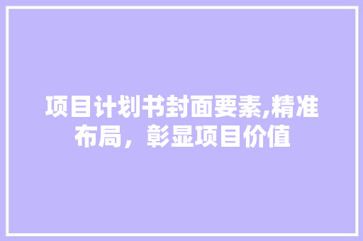 项目计划书封面要素,精准布局，彰显项目价值