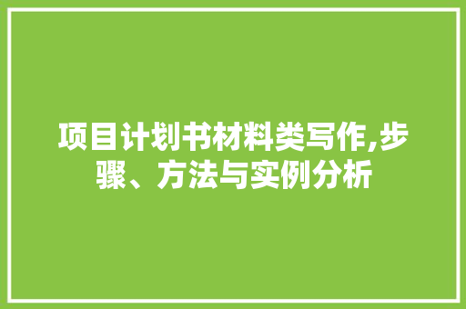 项目计划书材料类写作,步骤、方法与实例分析