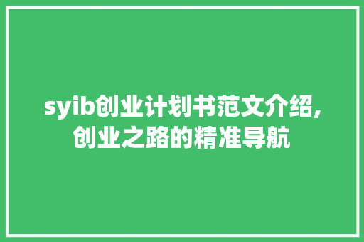 syib创业计划书范文介绍,创业之路的精准导航