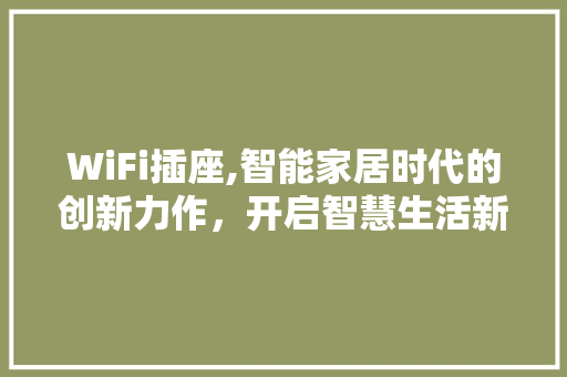 WiFi插座,智能家居时代的创新力作，开启智慧生活新篇章