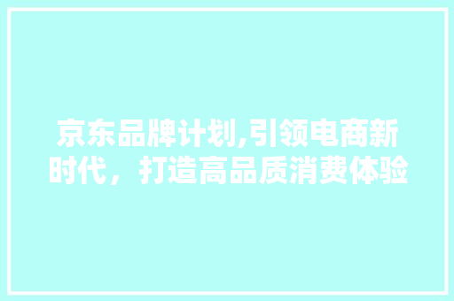 京东品牌计划,引领电商新时代，打造高品质消费体验