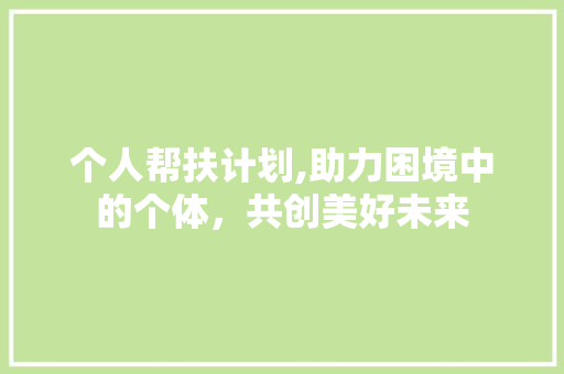 个人帮扶计划,助力困境中的个体，共创美好未来