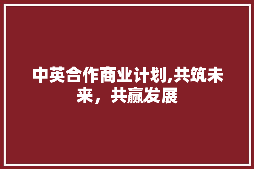 中英合作商业计划,共筑未来，共赢发展