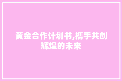 黄金合作计划书,携手共创辉煌的未来