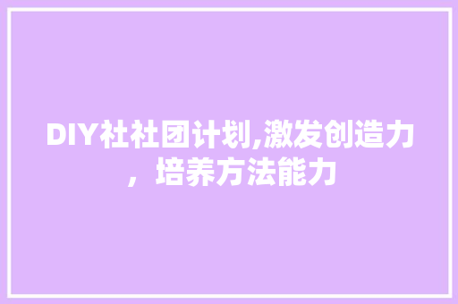 DIY社社团计划,激发创造力，培养方法能力 短语