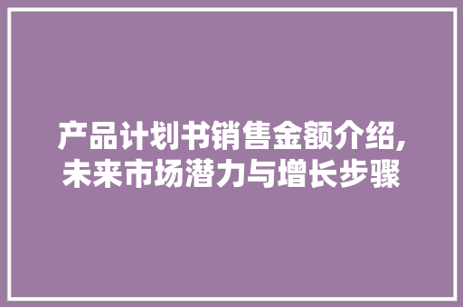 产品计划书销售金额介绍,未来市场潜力与增长步骤