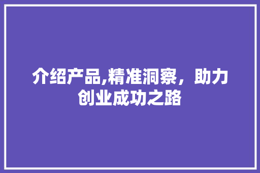 介绍产品,精准洞察，助力创业成功之路