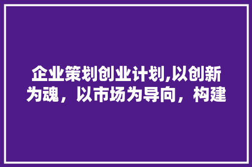企业策划创业计划,以创新为魂，以市场为导向，构建未来商业帝国