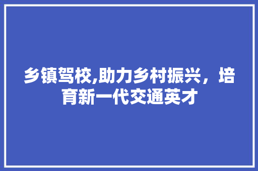 乡镇驾校,助力乡村振兴，培育新一代交通英才